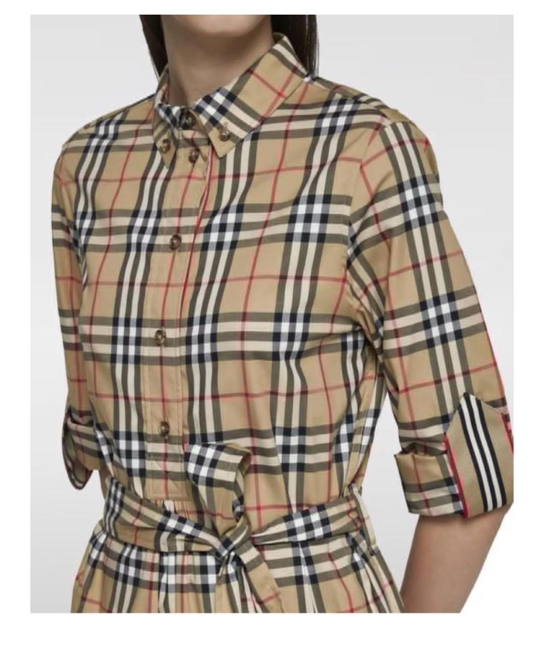 BURBERRY Бежевое хлопковое повседневное платье, фото 5