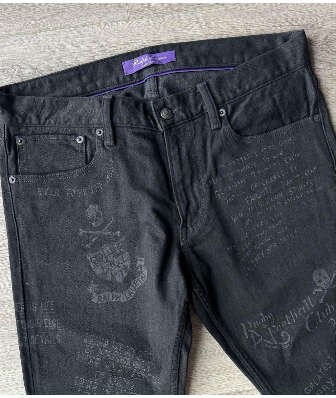 RALPH LAUREN PURPLE LABEL Черные хлопковые джинсы скинни, фото 8