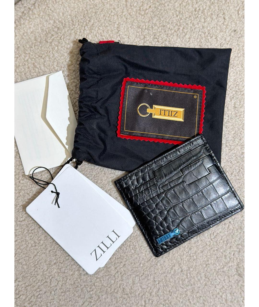 ZILLI Черный кардхолдер из экзотической кожи, фото 6