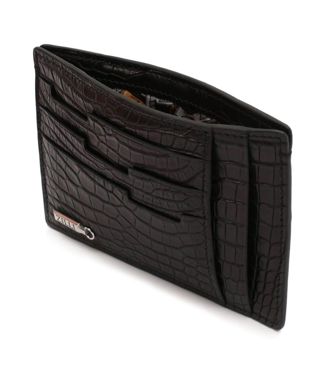 ZILLI Черный кардхолдер из экзотической кожи, фото 3