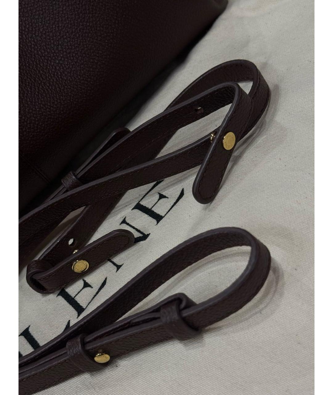 POLENE Бордовая кожаная сумка с короткими ручками, фото 8