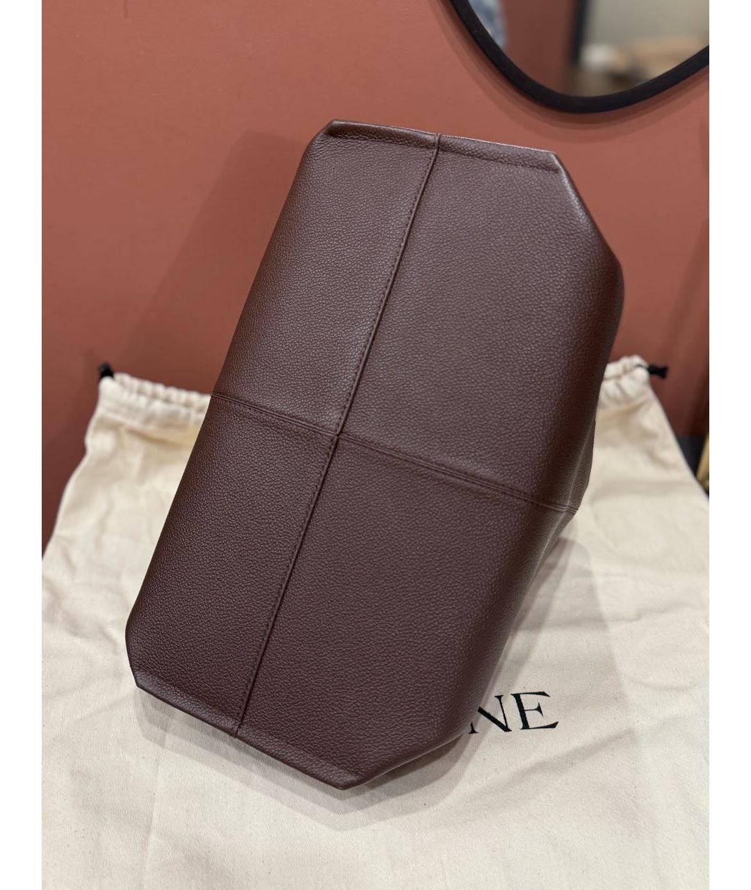 POLENE Бордовая кожаная сумка с короткими ручками, фото 5