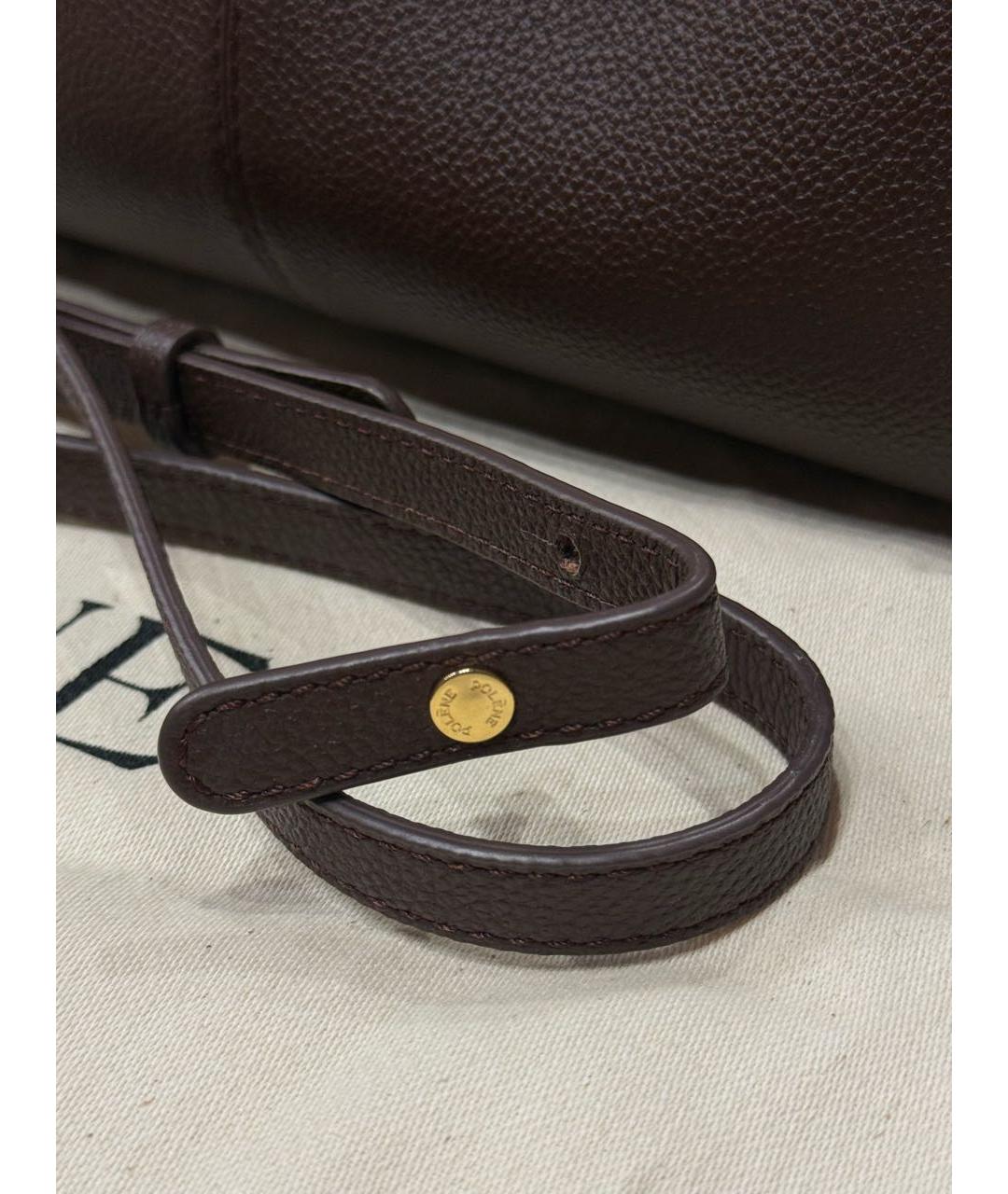 POLENE Бордовая кожаная сумка с короткими ручками, фото 7