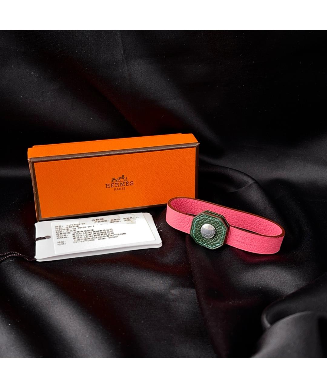 HERMES Розовый кожаный браслет, фото 9