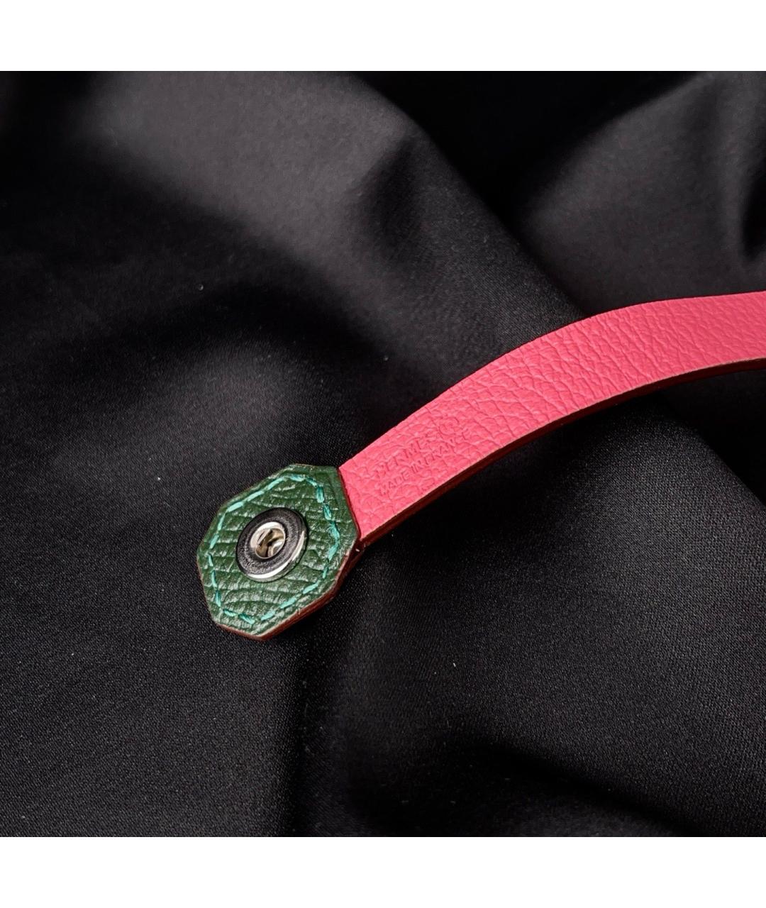 HERMES Розовый кожаный браслет, фото 5