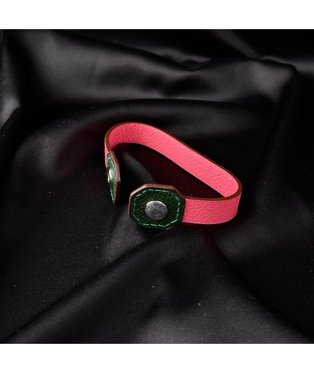 HERMES Розовый кожаный браслет, фото 8