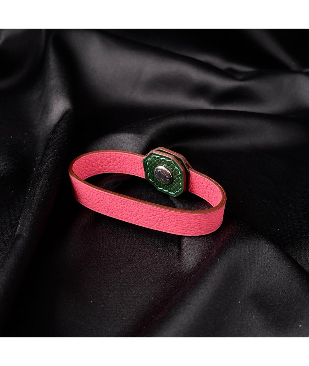 HERMES Розовый кожаный браслет, фото 7