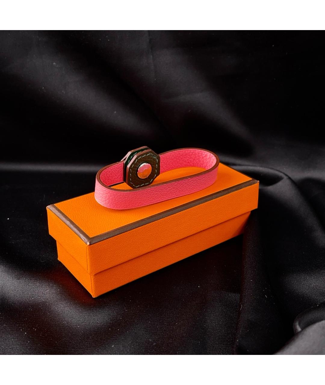 HERMES Розовый кожаный браслет, фото 2
