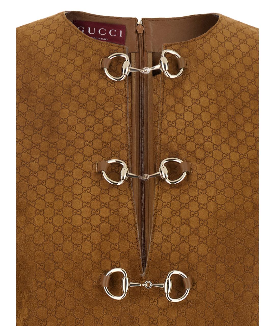 GUCCI Коричневое замшевое повседневное платье, фото 2