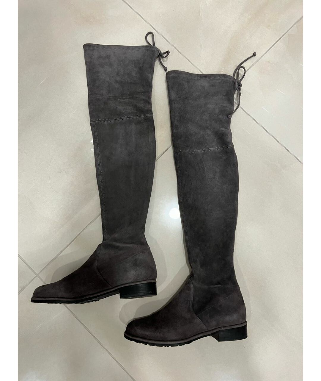 STUART WEITZMAN Серые замшевые ботфорты, фото 2