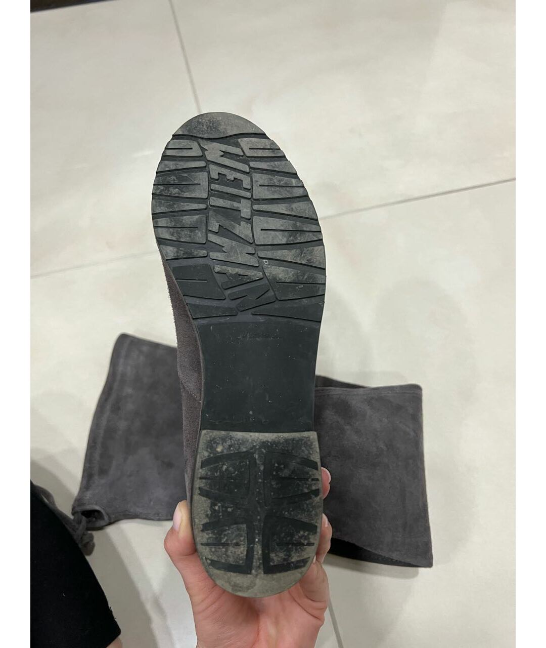 STUART WEITZMAN Серые замшевые ботфорты, фото 4