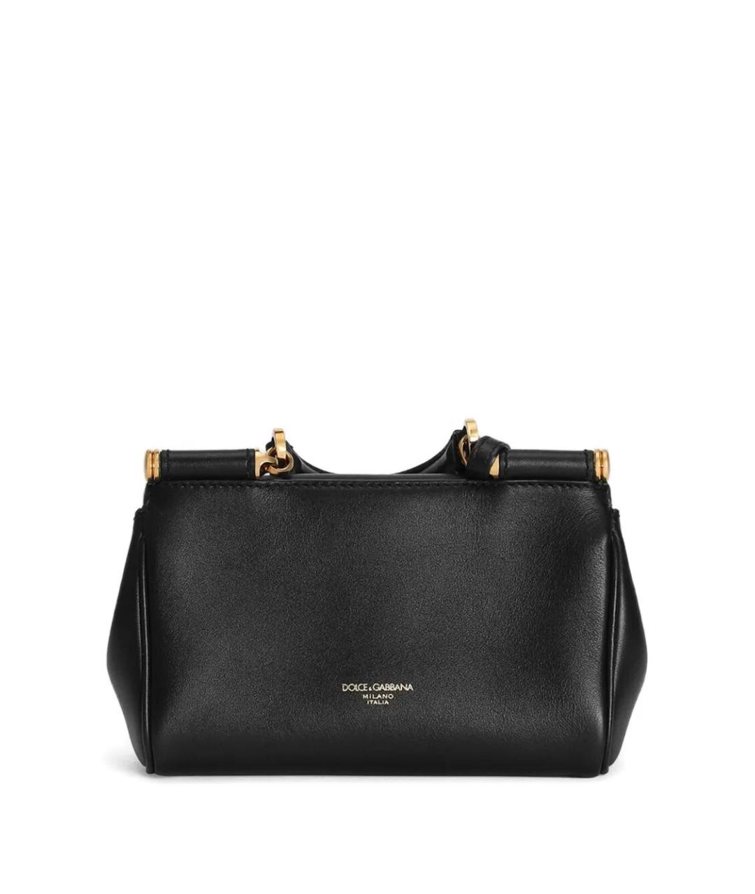 DOLCE&GABBANA Черная кожаная сумка с короткими ручками, фото 3