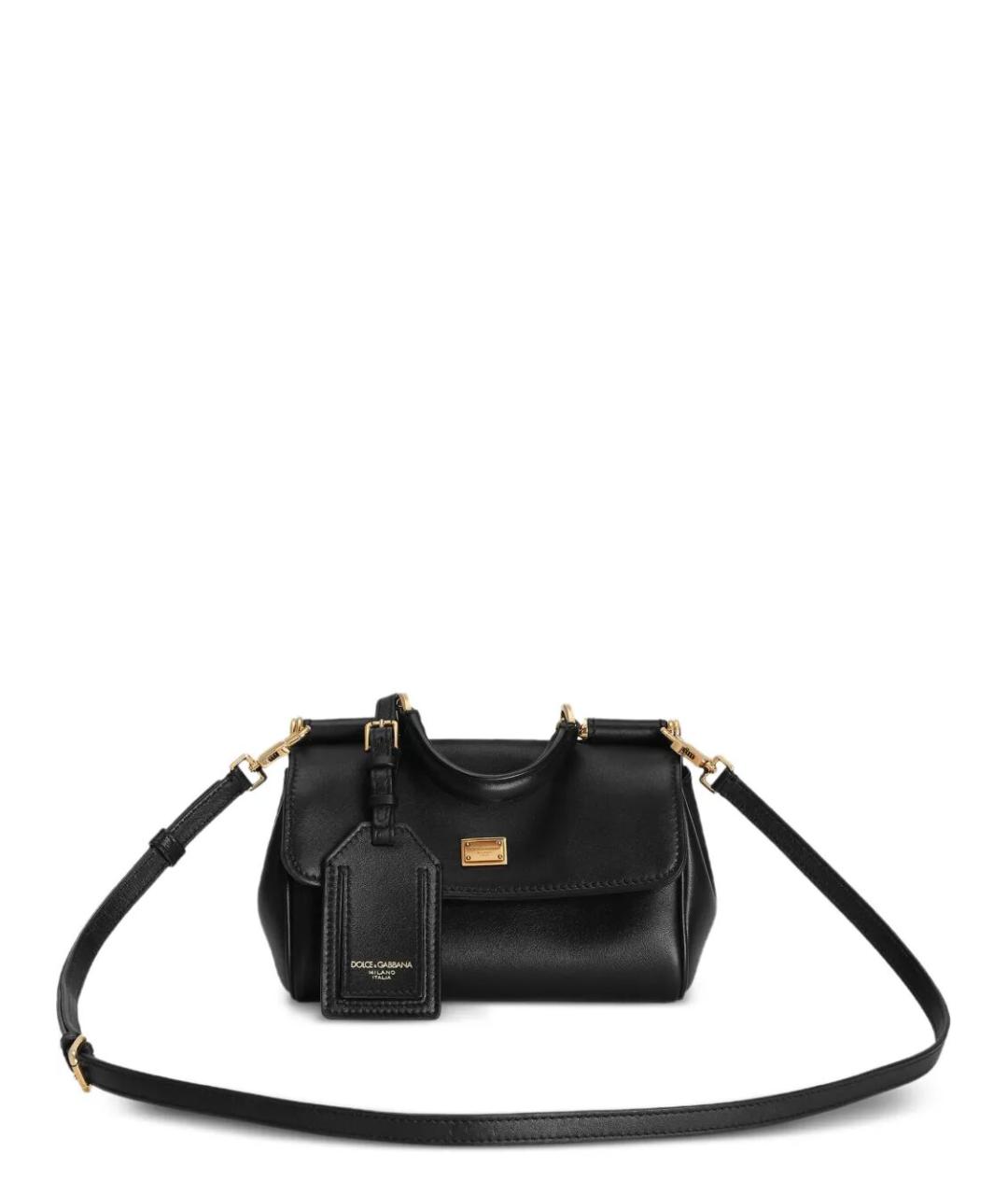 DOLCE&GABBANA Черная кожаная сумка с короткими ручками, фото 4