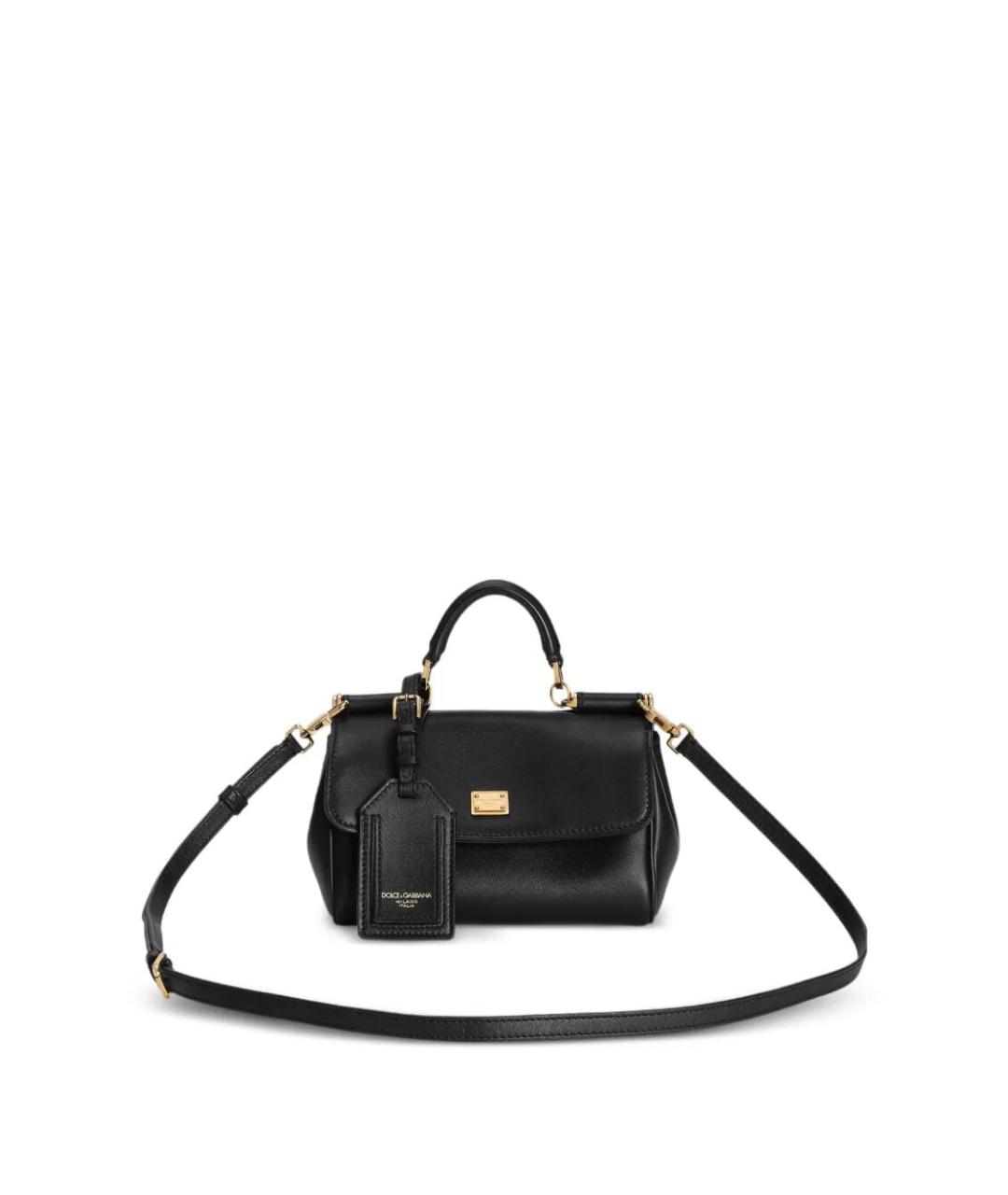 DOLCE&GABBANA Черная кожаная сумка с короткими ручками, фото 5