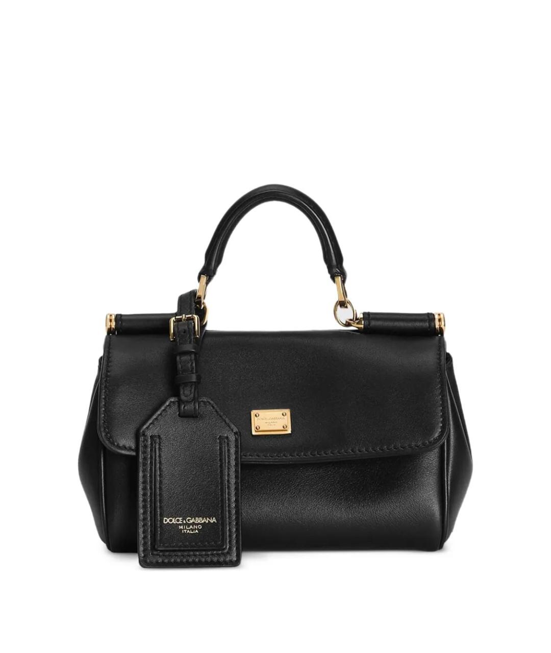 DOLCE&GABBANA Черная кожаная сумка с короткими ручками, фото 1