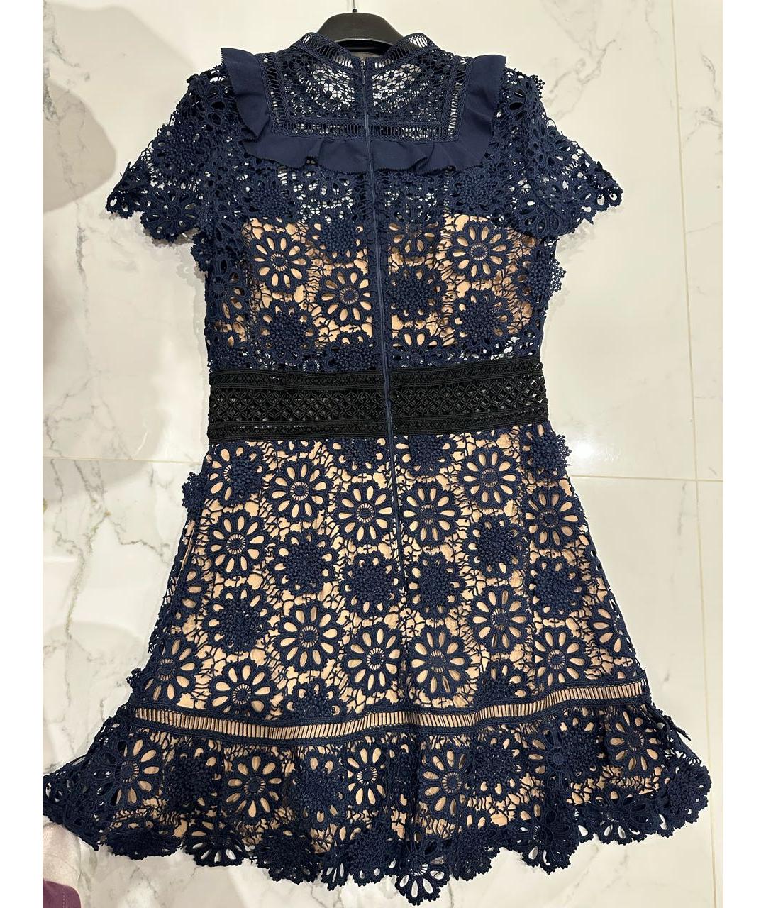 SELF-PORTRAIT Темно-синее кружевное коктейльное платье, фото 2