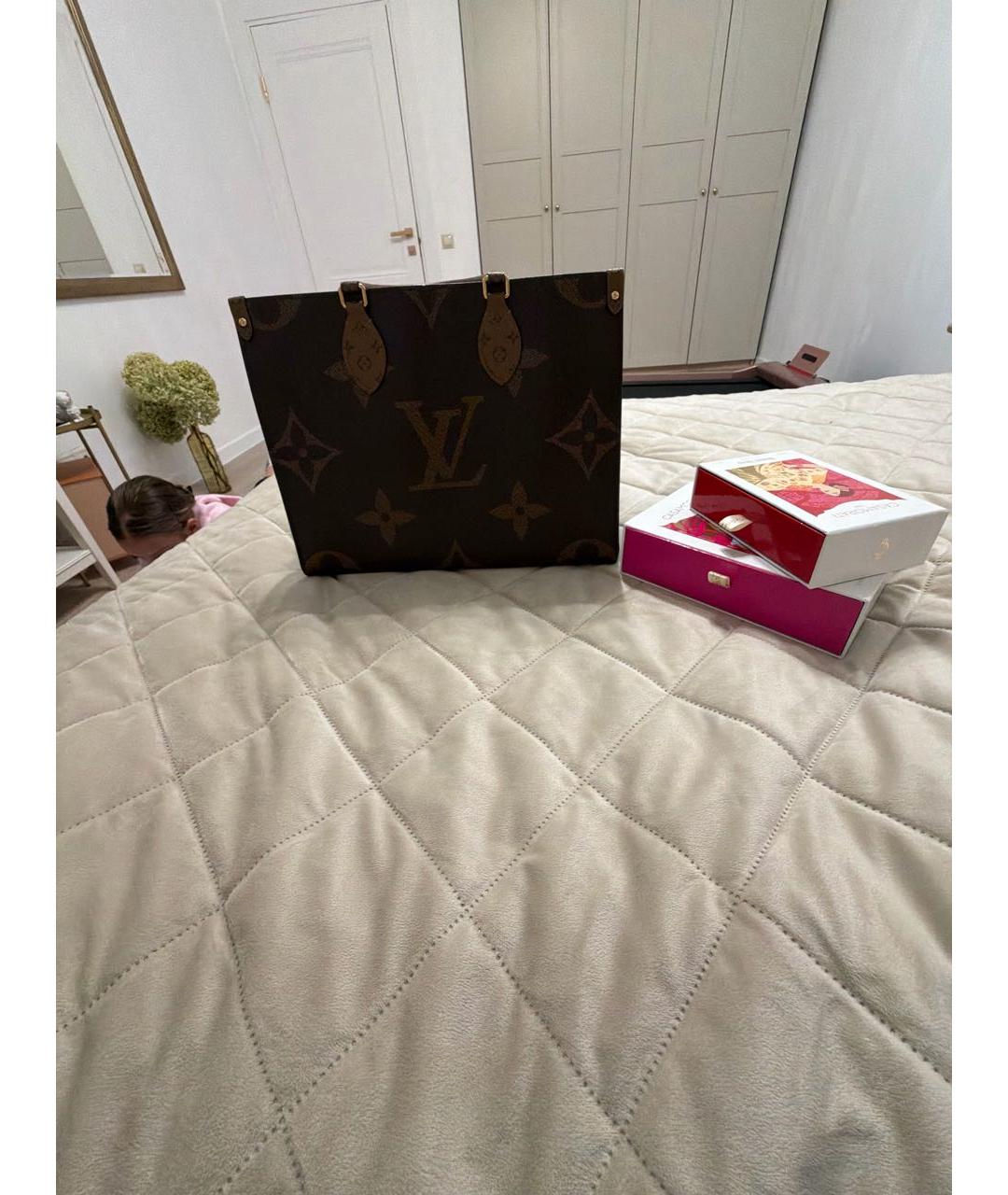 LOUIS VUITTON Коричневая кожаная сумка тоут, фото 7