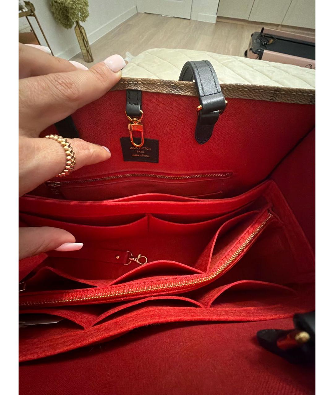 LOUIS VUITTON Коричневая кожаная сумка тоут, фото 4