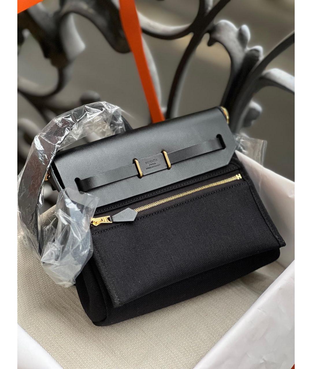 HERMES Черная кожаная сумка через плечо, фото 7
