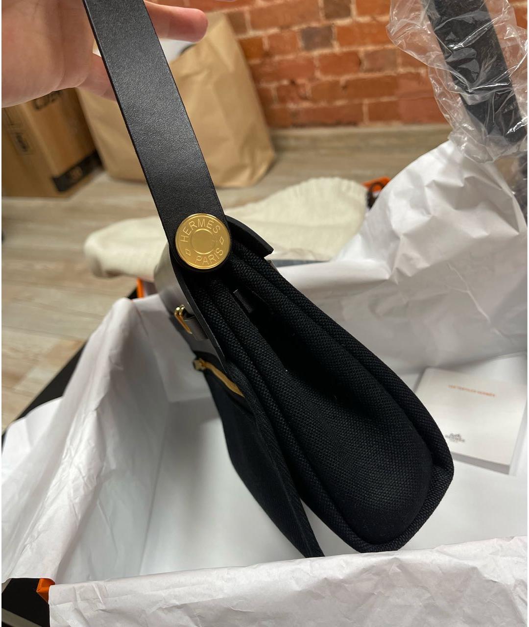 HERMES Черная кожаная сумка через плечо, фото 3