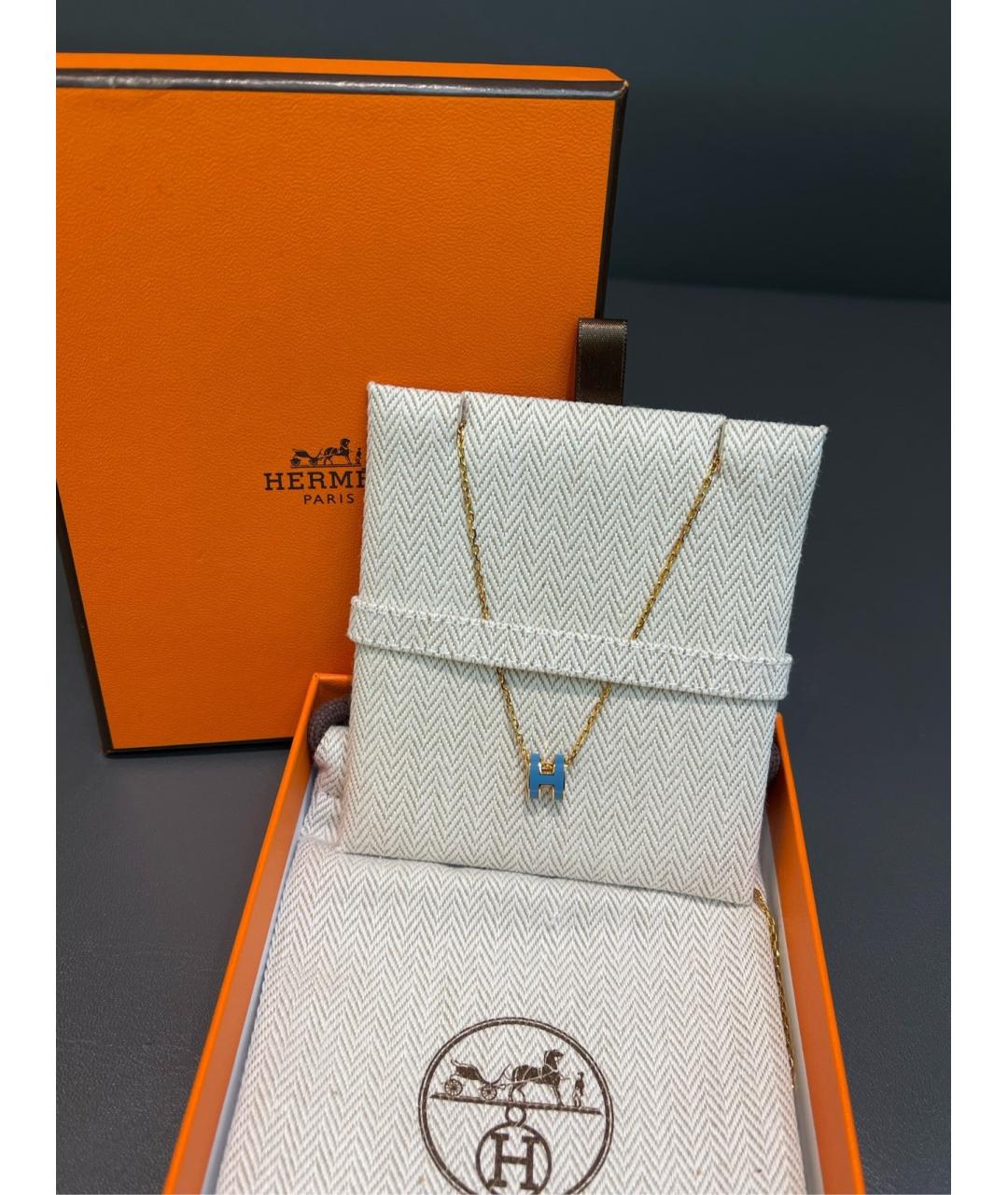 HERMES Бирюзовая металлическая подвеска, фото 2