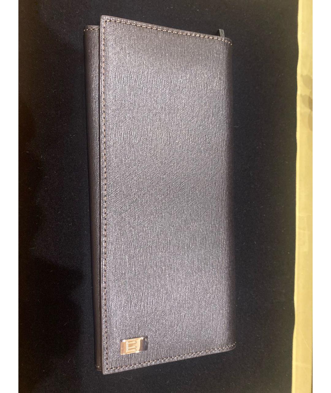 DUNHILL Антрацитовый кожаный кошелек, фото 4
