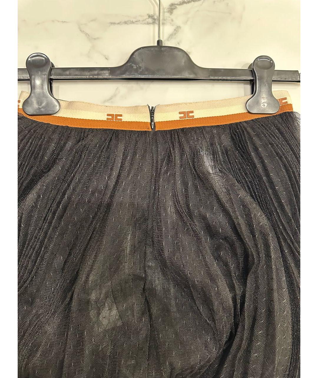 ELISABETTA FRANCHI Черная сетчатая юбка миди, фото 2