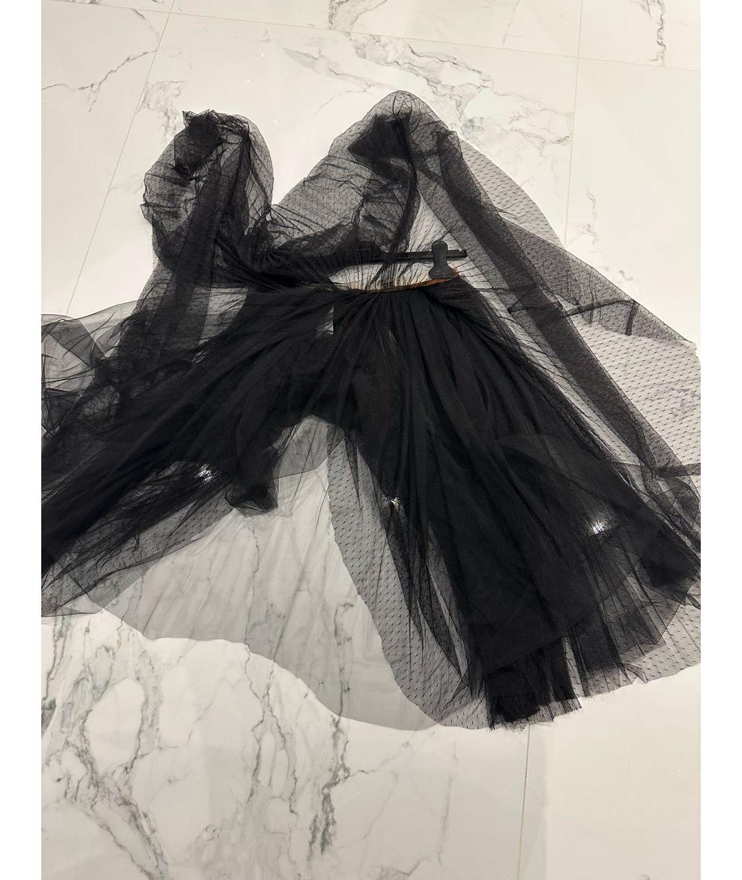 ELISABETTA FRANCHI Черная сетчатая юбка миди, фото 4