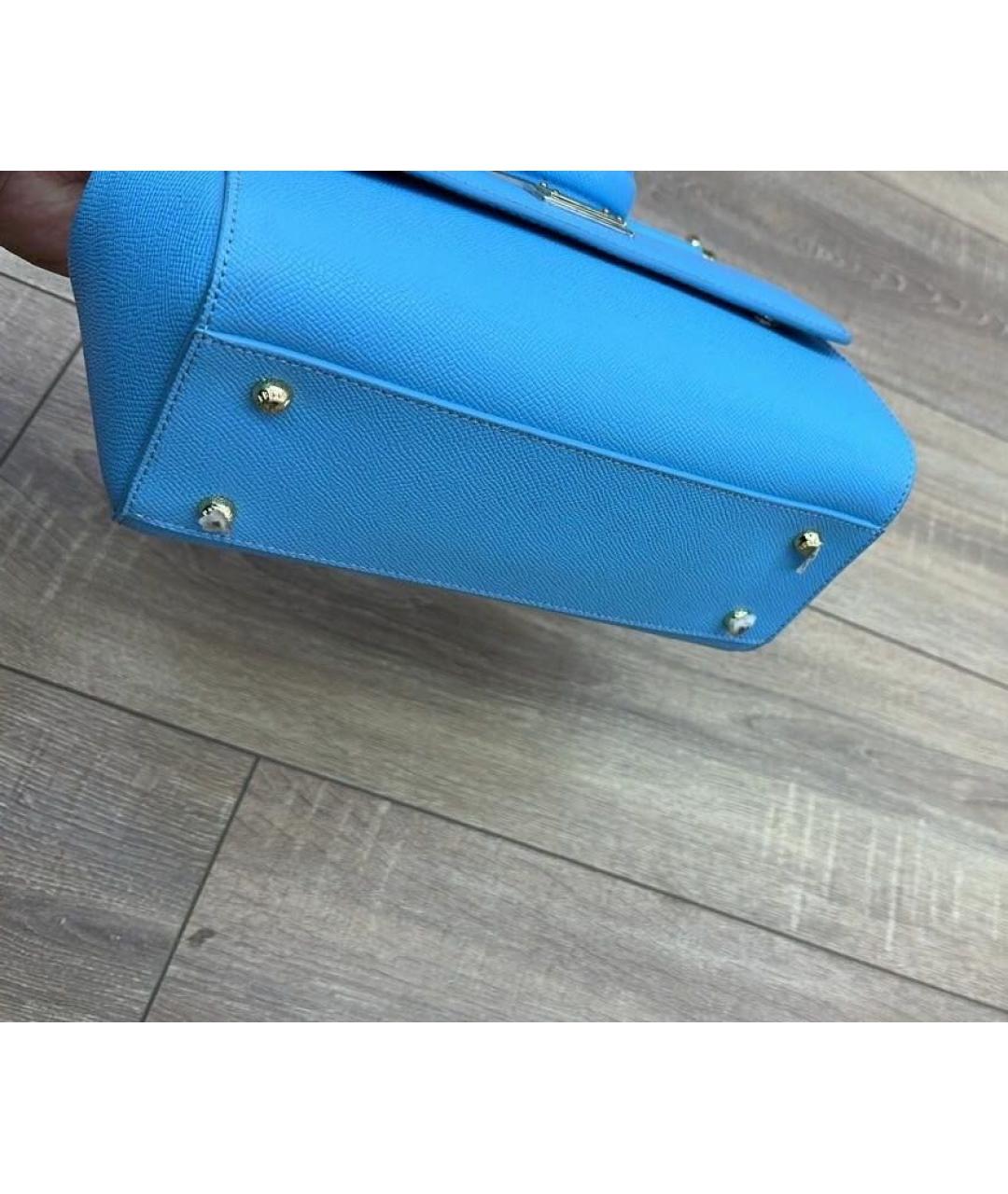 DOLCE&GABBANA Голубая кожаная сумка с короткими ручками, фото 2