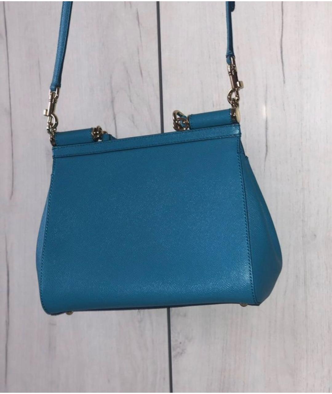 DOLCE&GABBANA Голубая кожаная сумка с короткими ручками, фото 3