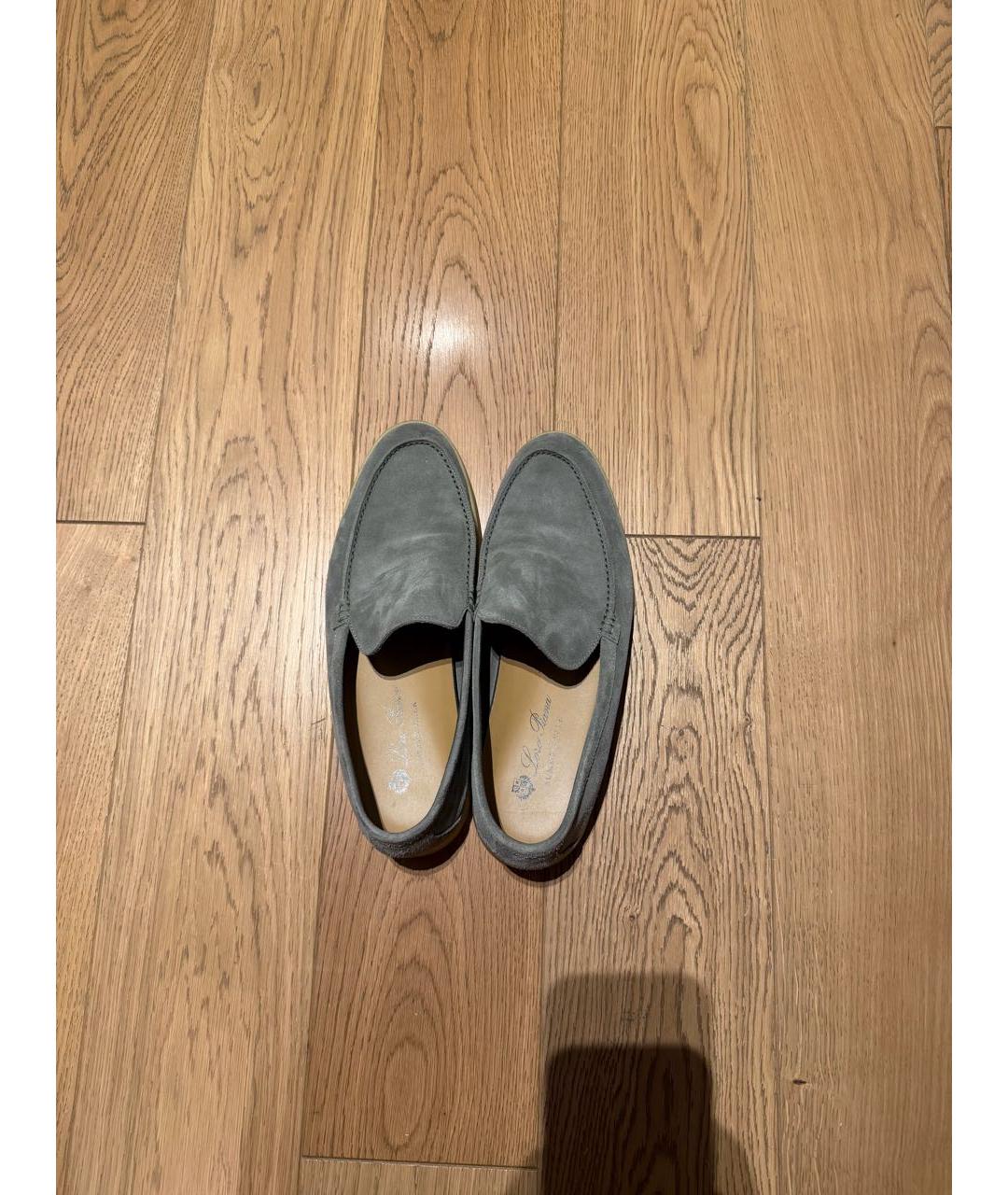 LORO PIANA Серые замшевые лоферы, фото 3