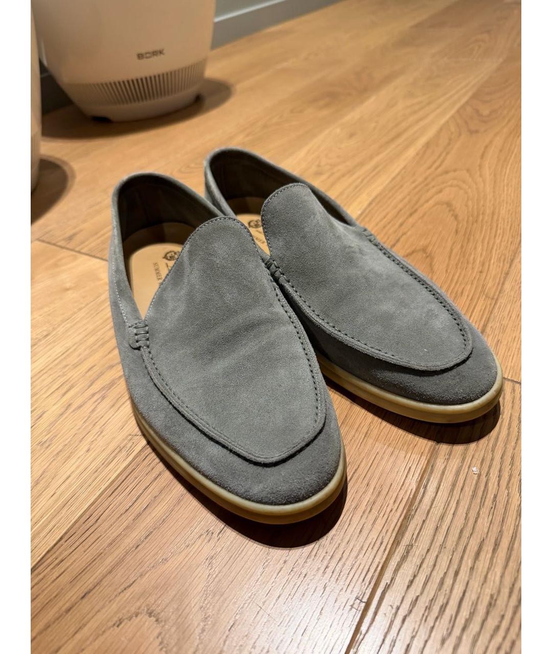 LORO PIANA Серые замшевые лоферы, фото 2