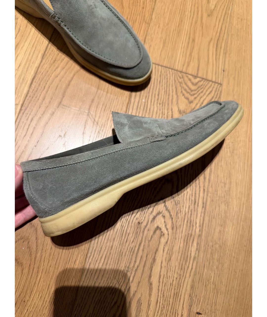 LORO PIANA Серые замшевые лоферы, фото 5