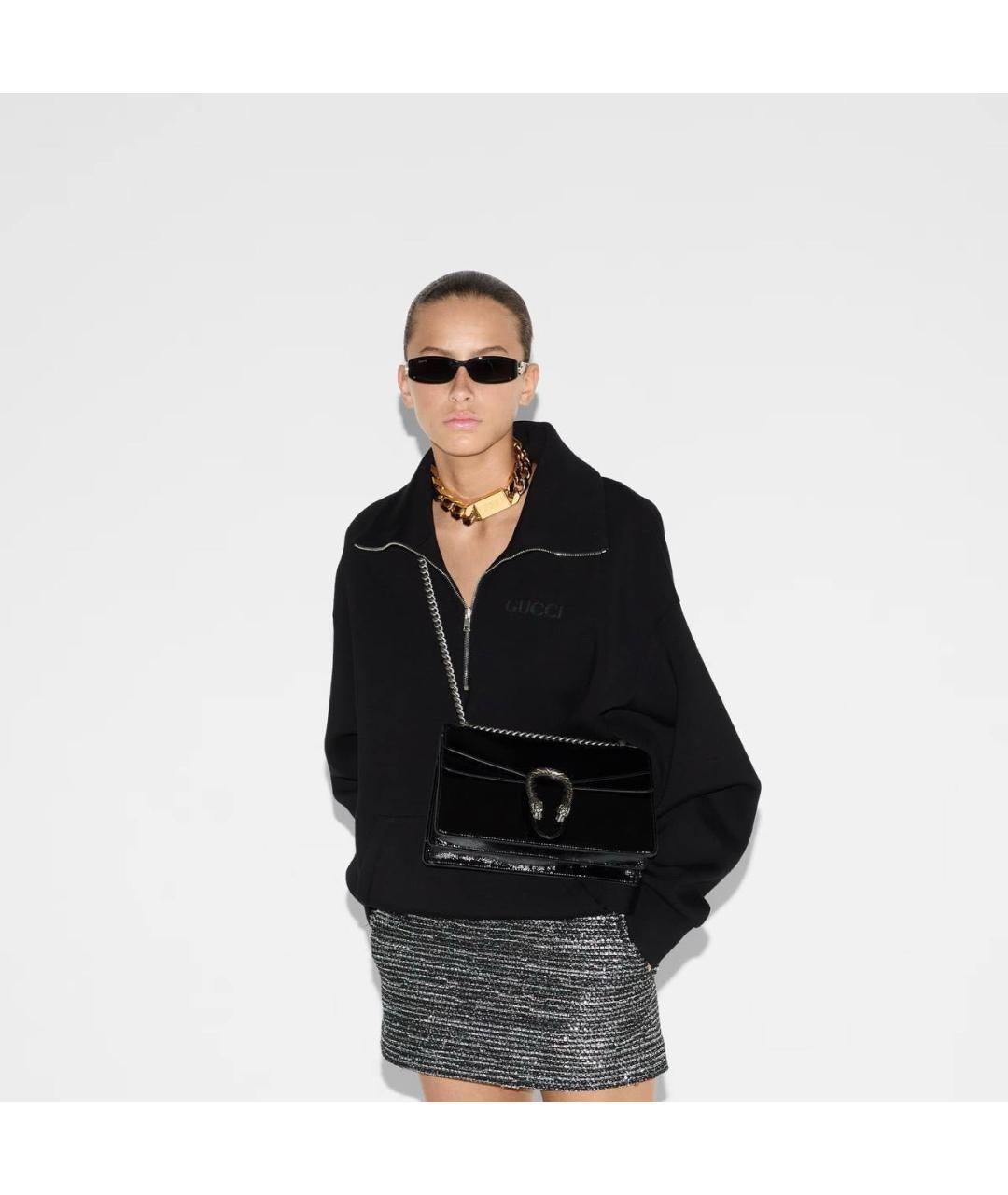 GUCCI Черная кожаная сумка через плечо, фото 5