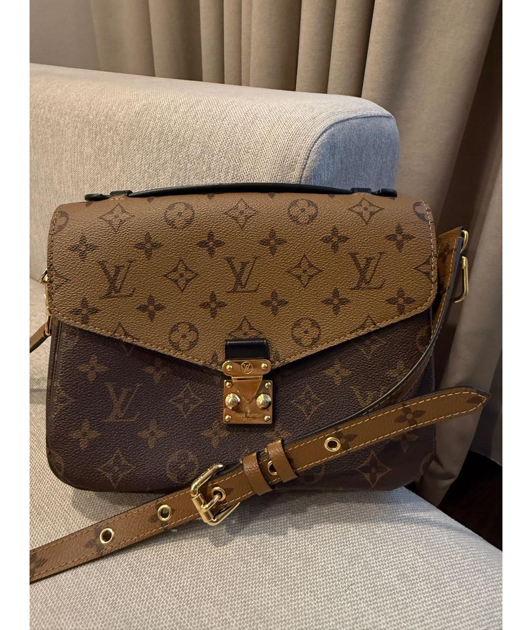 LOUIS VUITTON Коричневая кожаная сумка через плечо, фото 9