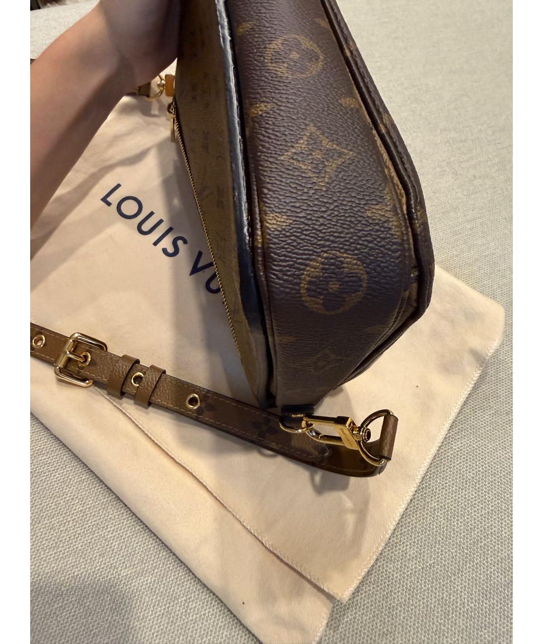 LOUIS VUITTON Коричневая кожаная сумка через плечо, фото 5