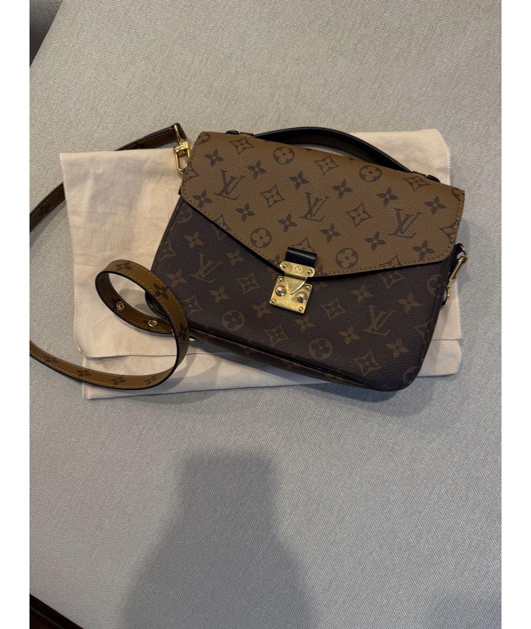 LOUIS VUITTON Коричневая кожаная сумка через плечо, фото 8