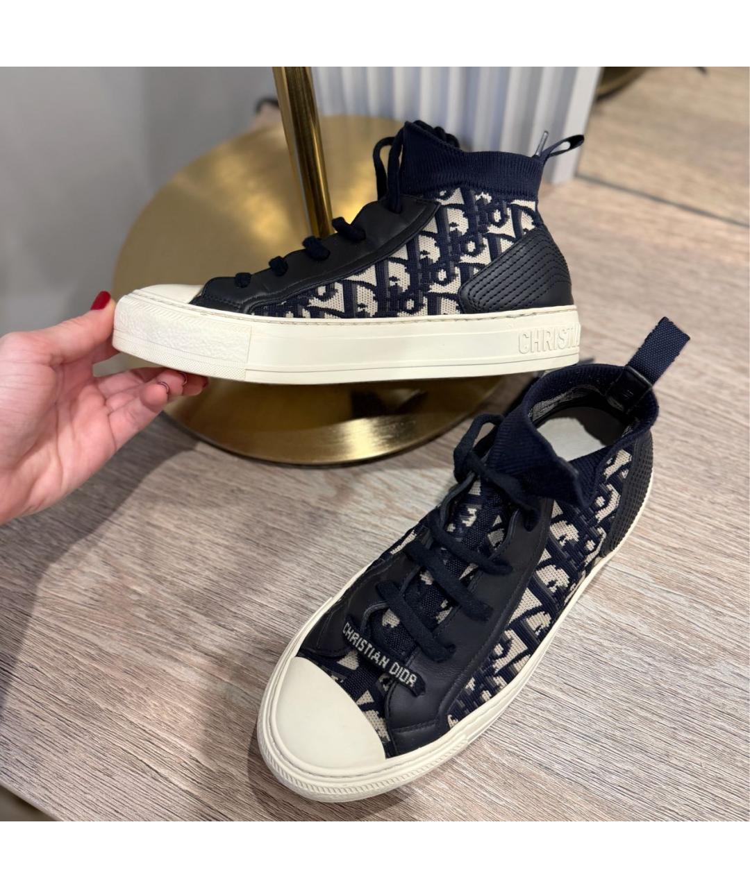 CHRISTIAN DIOR Темно-синие текстильные кеды, фото 4