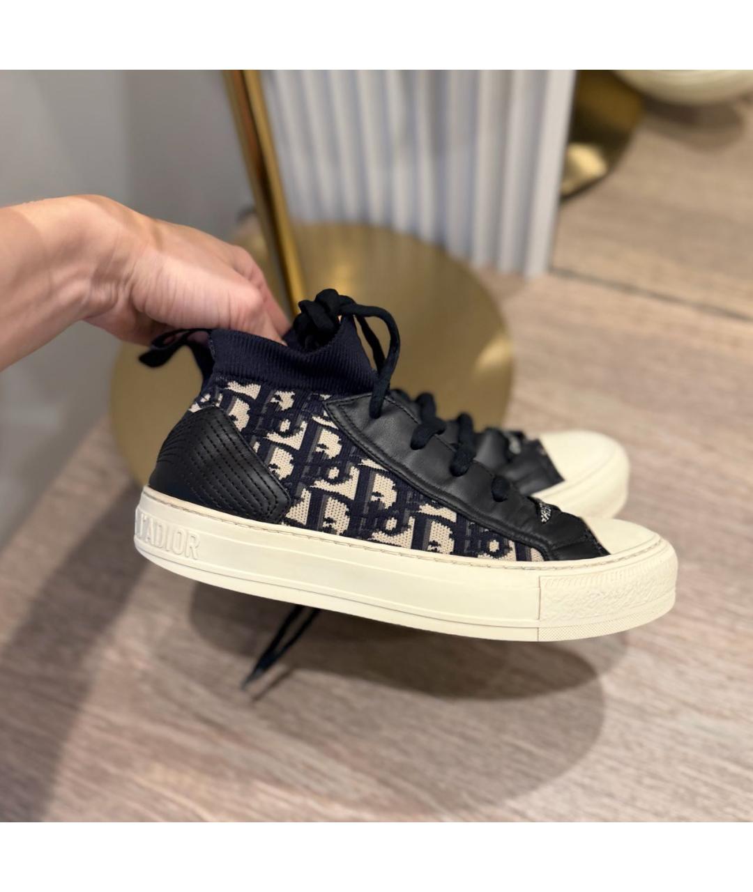 CHRISTIAN DIOR Темно-синие текстильные кеды, фото 2