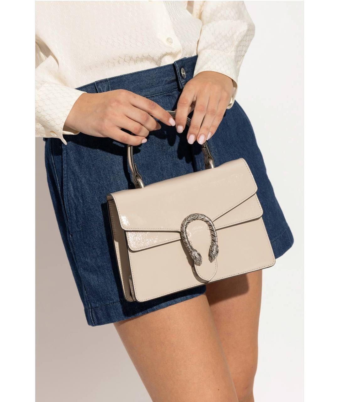 GUCCI Бежевая кожаная сумка через плечо, фото 3