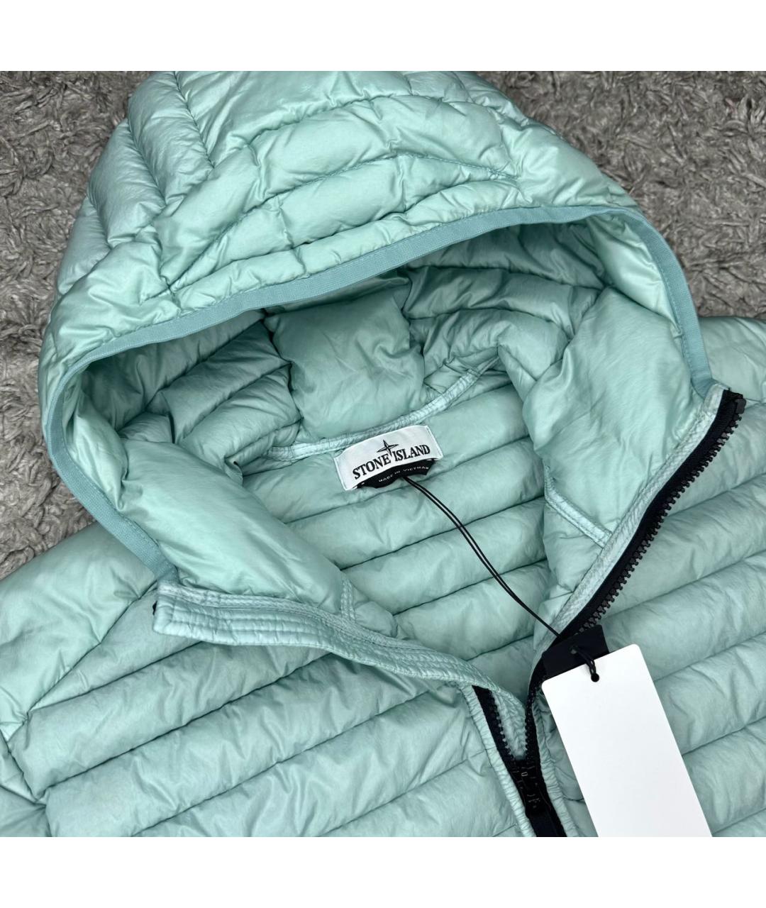 STONE ISLAND Бирюзовый пуховик, фото 3