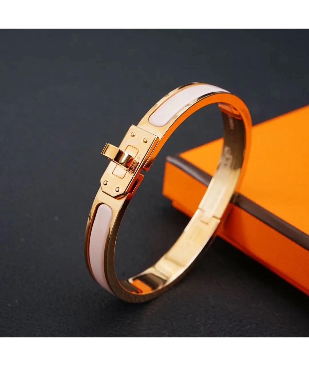 HERMES Розовый металлический браслет, фото 3