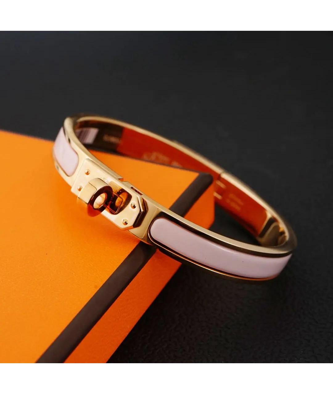 HERMES Розовый металлический браслет, фото 4