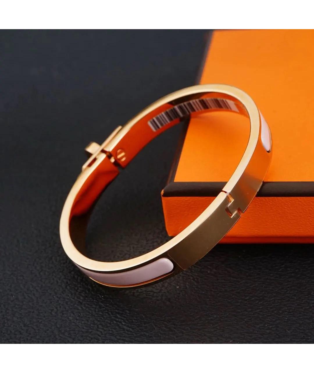 HERMES Розовый металлический браслет, фото 5