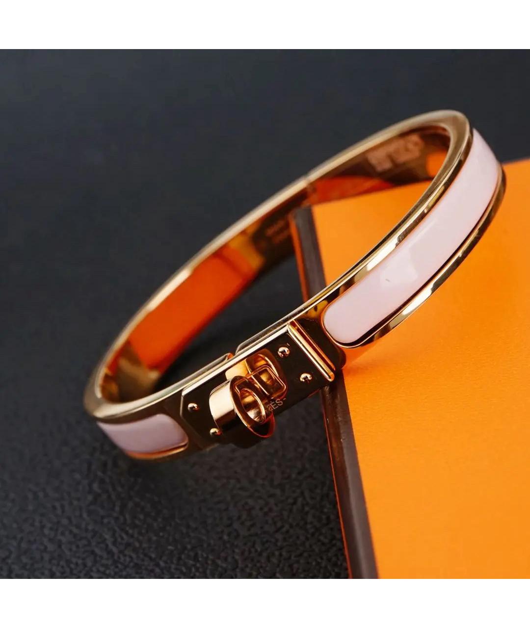 HERMES Розовый металлический браслет, фото 6