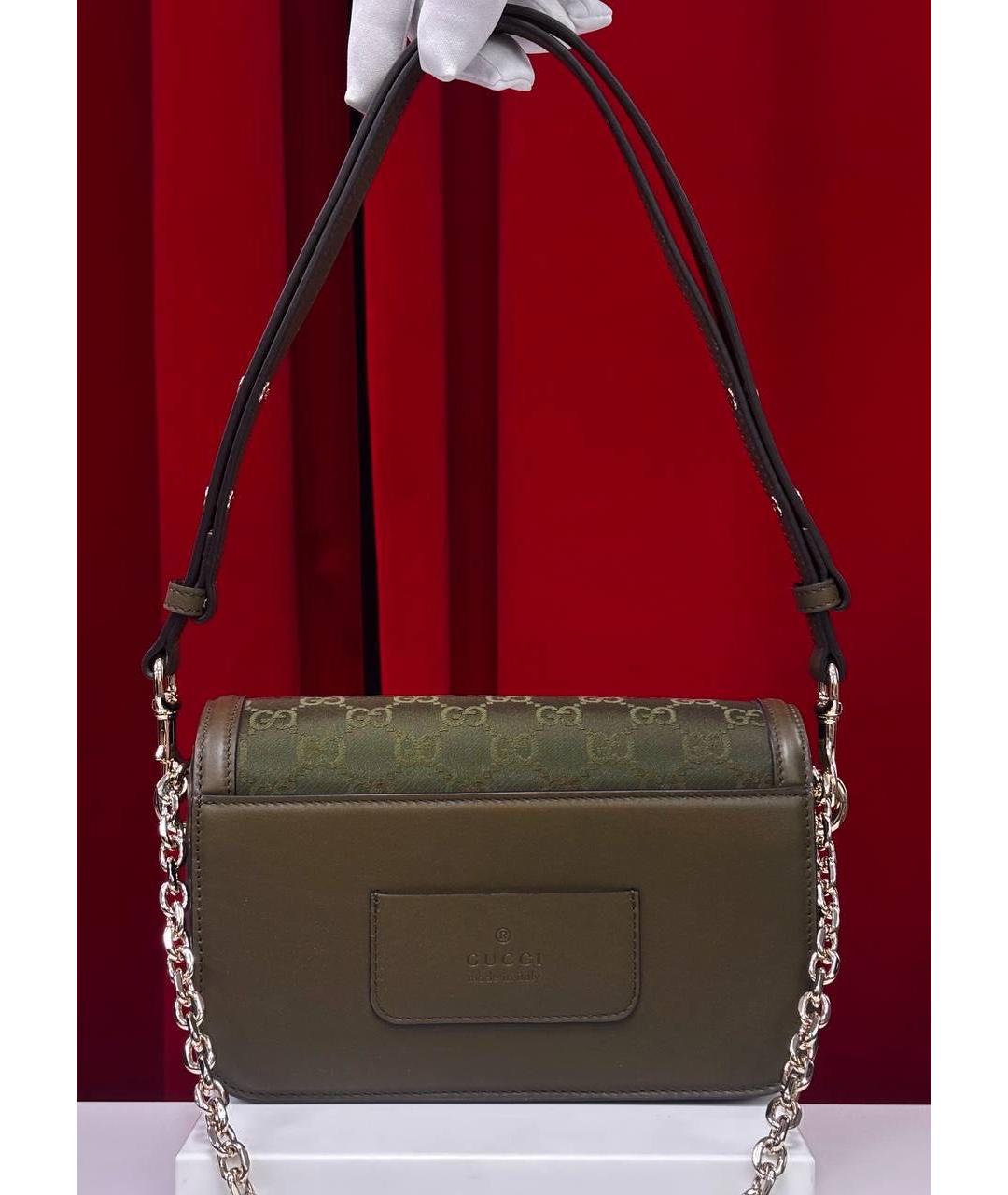 GUCCI Хаки кожаная сумка через плечо, фото 6
