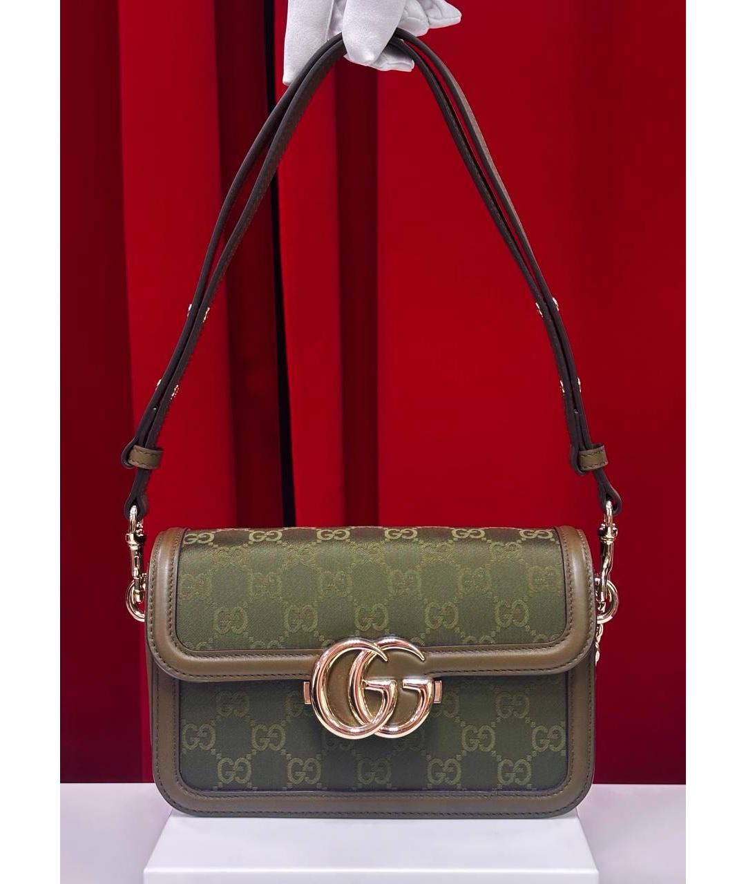 GUCCI Хаки кожаная сумка через плечо, фото 5