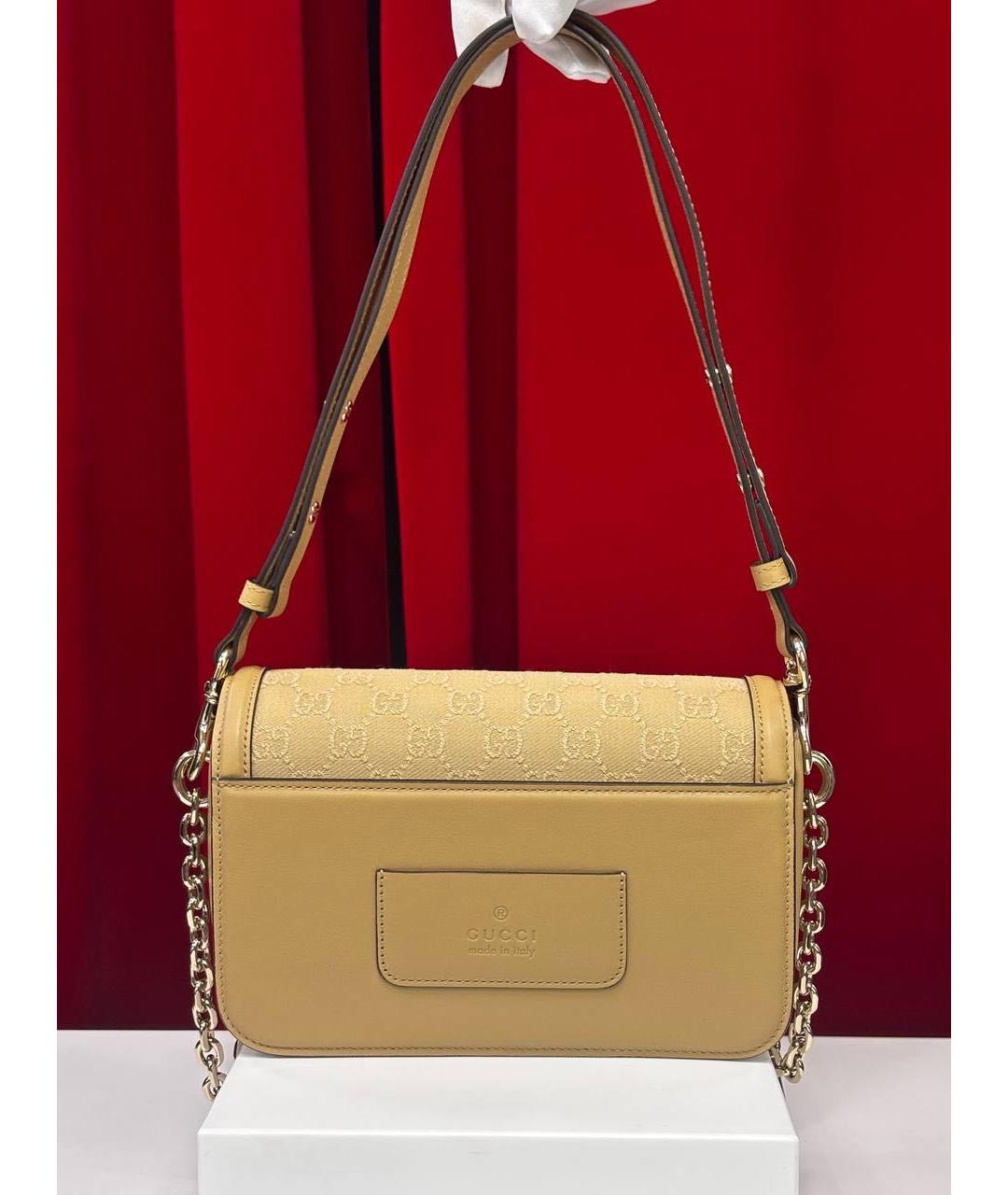 GUCCI Бежевая кожаная сумка через плечо, фото 6