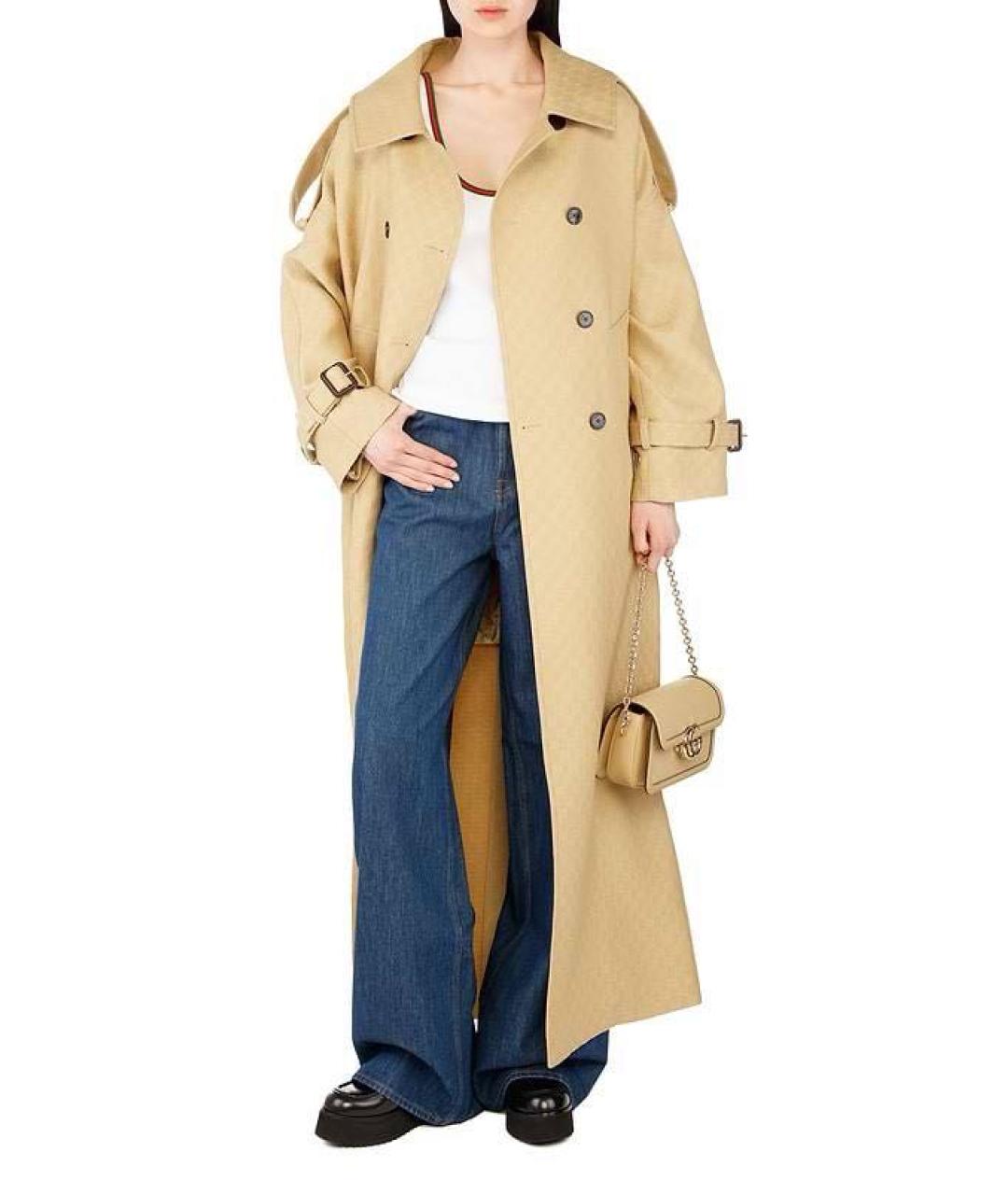 GUCCI Бежевая кожаная сумка через плечо, фото 4