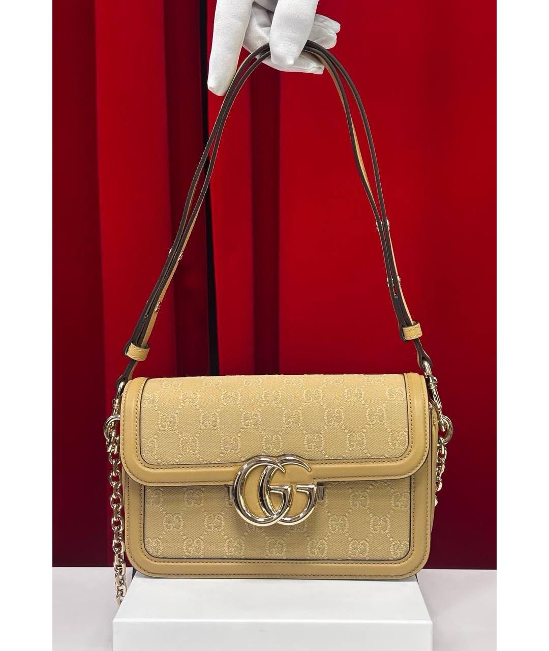 GUCCI Бежевая кожаная сумка через плечо, фото 5